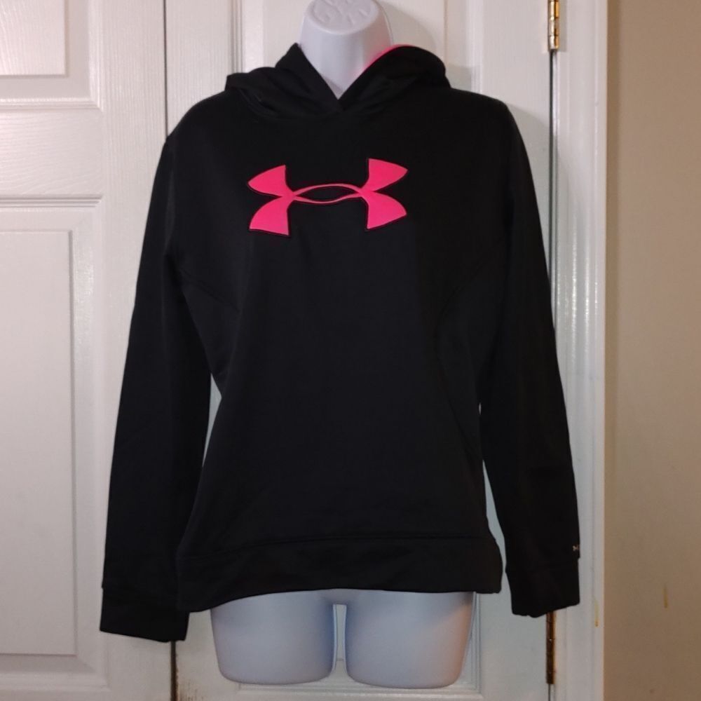 Under Armour  Storm black  loose sweatshirt hoodie pink logo Sz Youth XL